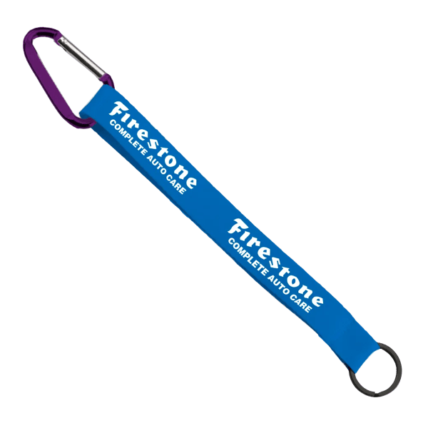 3/4" Sewn Polyester Keychain with Metal Split-Ring and Carabiner 118