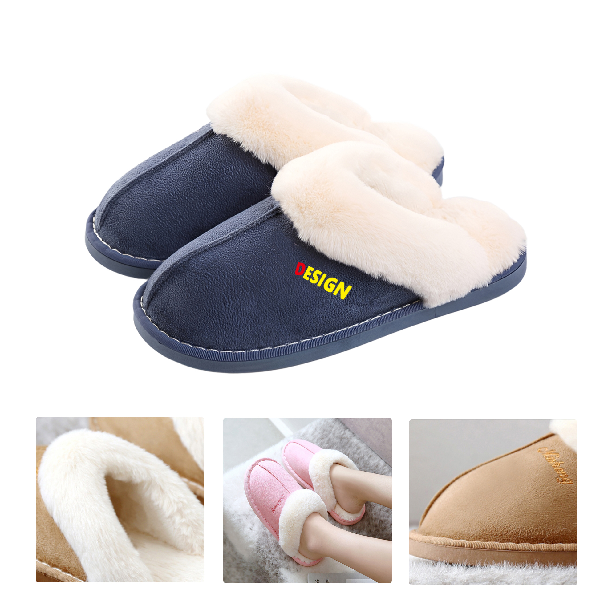 MOQ50 Non Slip Warm Cotton Slippers With Custom Logo 2