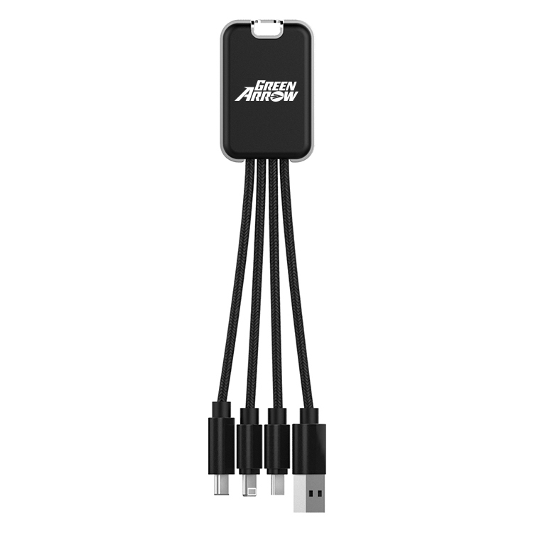 Multi-Device Charging Cable with Light-Up Logo – USB, Lightning, Type-C & Micro USB 5