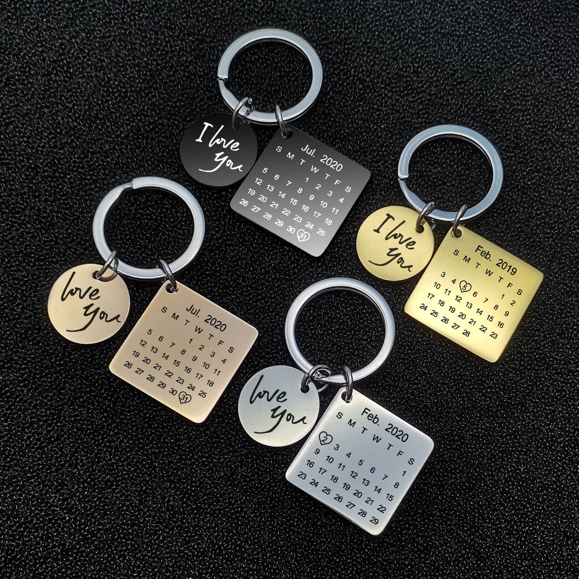 Couple anniversary stainless steel keychain 1