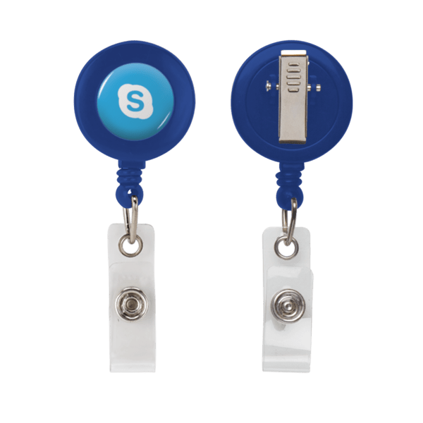 Retractable Zip Cord w/ Epoxy Dome & Vinyl Snap Attachment w/ Bulldog Clip 20