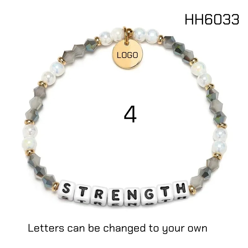Stackable Letter Beaded Stretch Bracelets with LOGO Charms 3