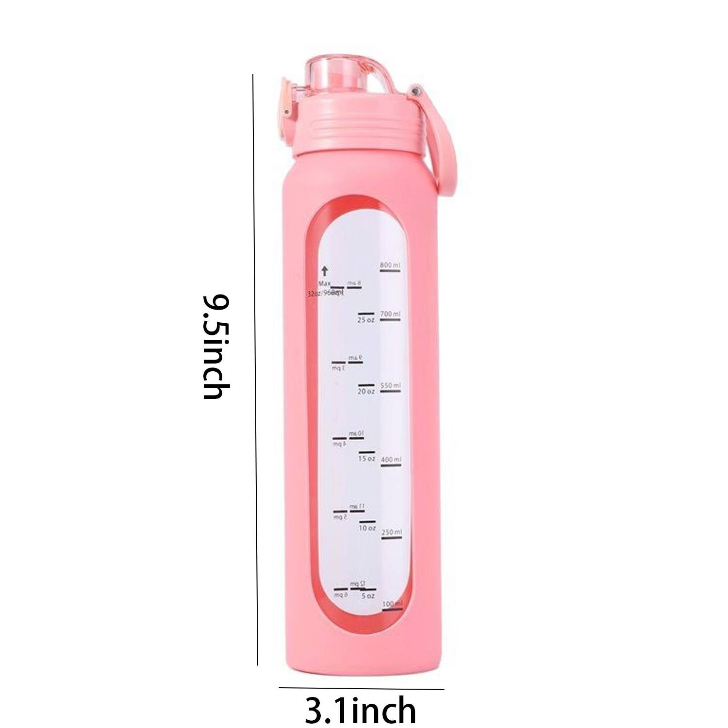 34oz Silicone Sleeve Glass Water Bottle w/ Handle 7