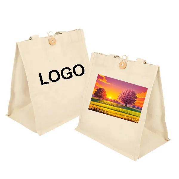 Cotton Tote with Button Closure, custom tote bag with logo imprint 2