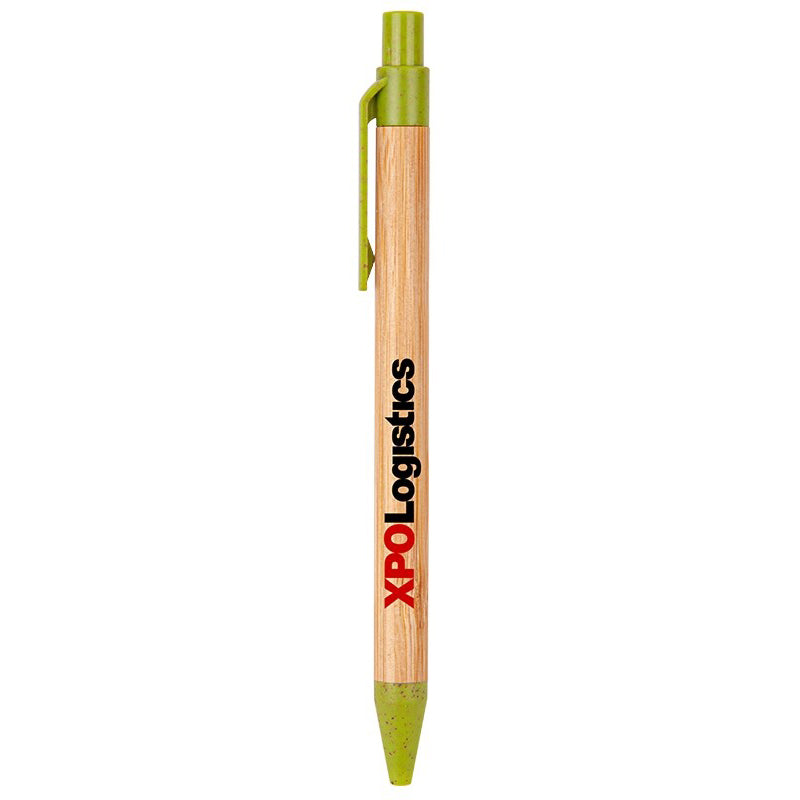 The Albury Bamboo Wheat Straw Click-Action Ballpoint Pen - Green 3