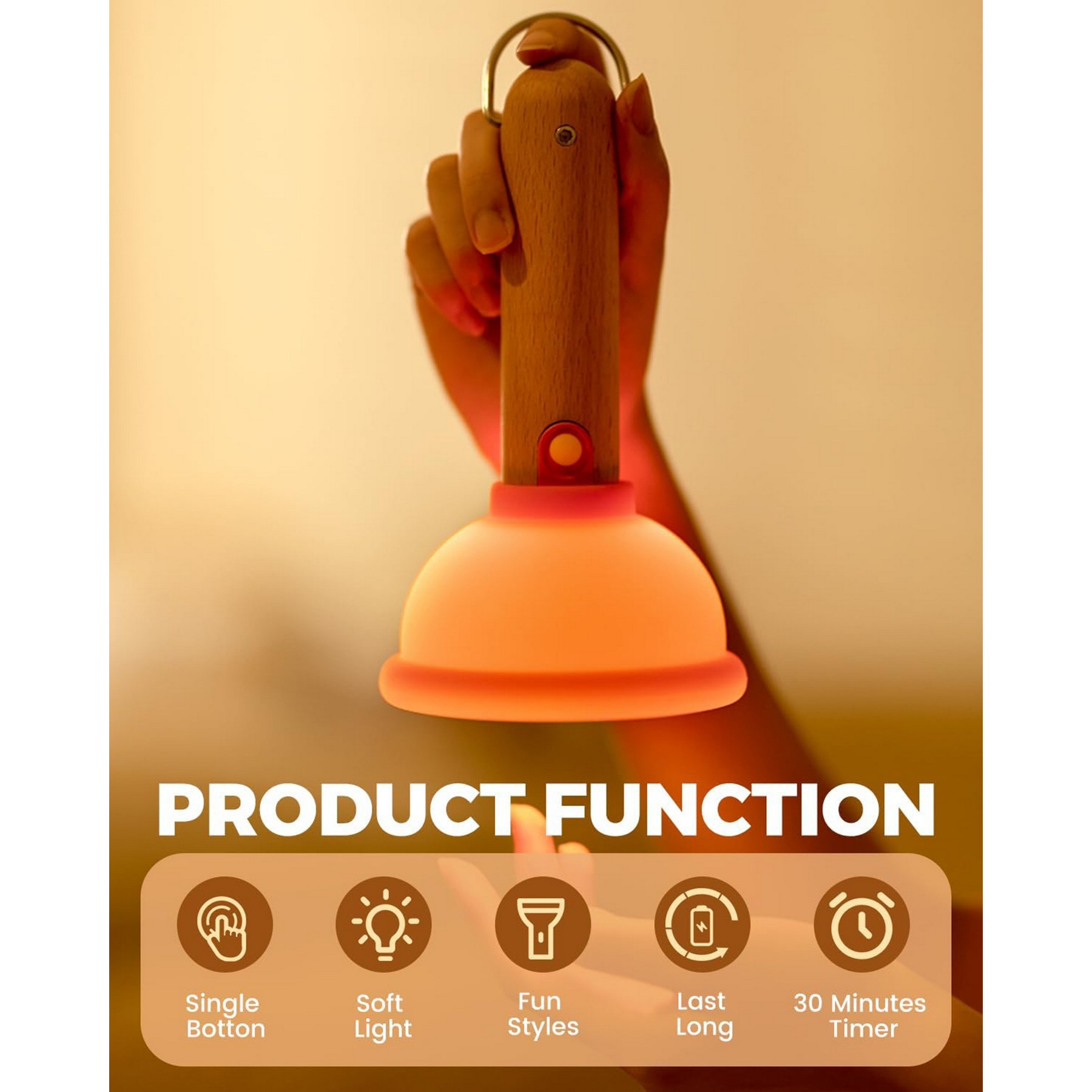 Warm Atmosphere Light Usb Rechargeable Plunger Night Light 4