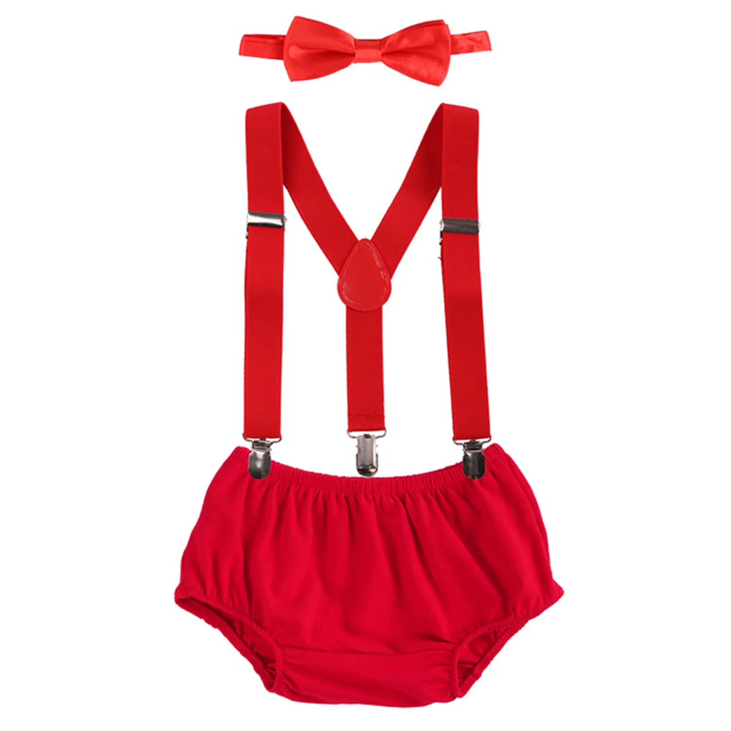 Baby Boy's Birthday Outfit With Suspenders 1