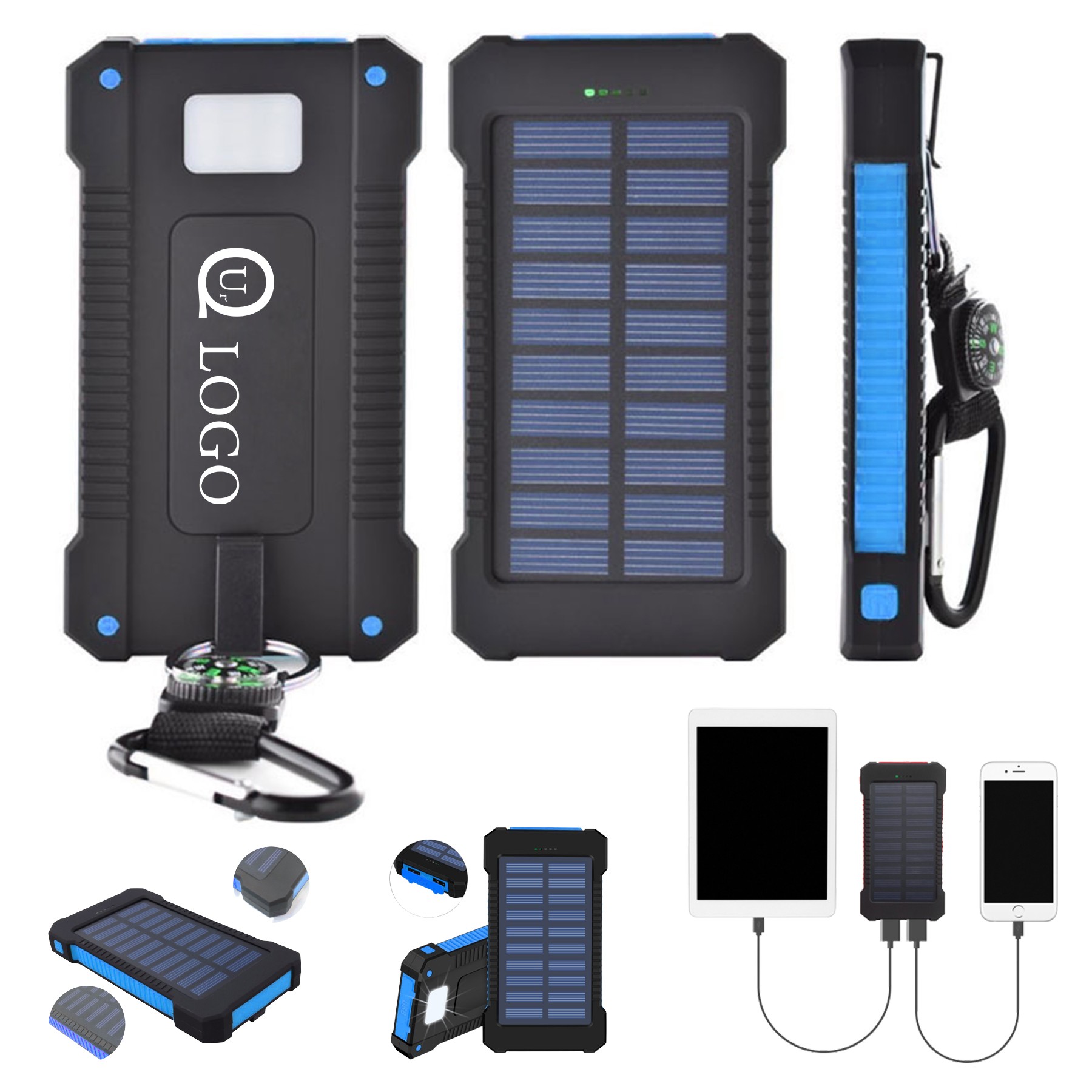 10000Mah Solar Power Bank Flashlight W/ Compass 2