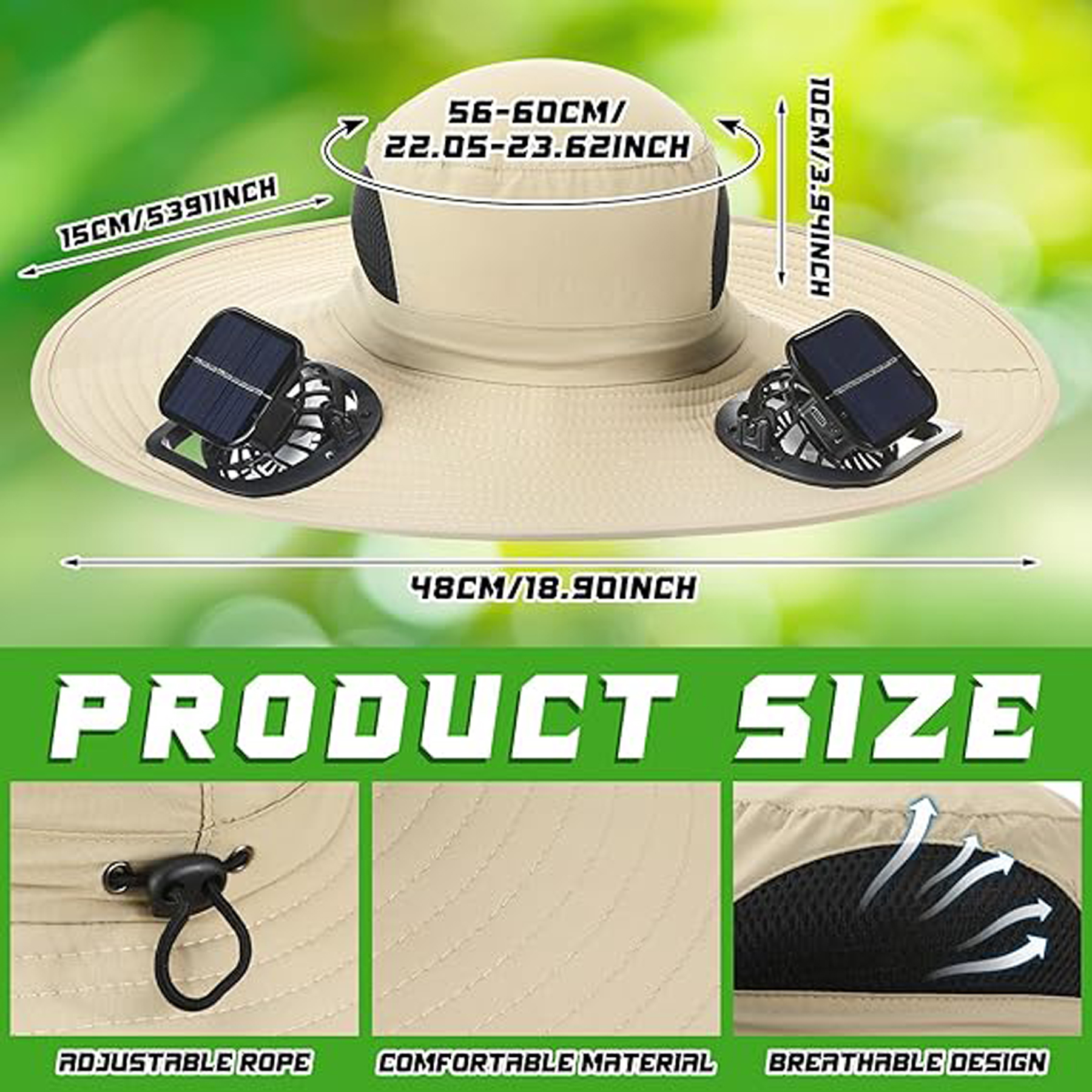 Men's Solar Powered Fan Sun Hat 4
