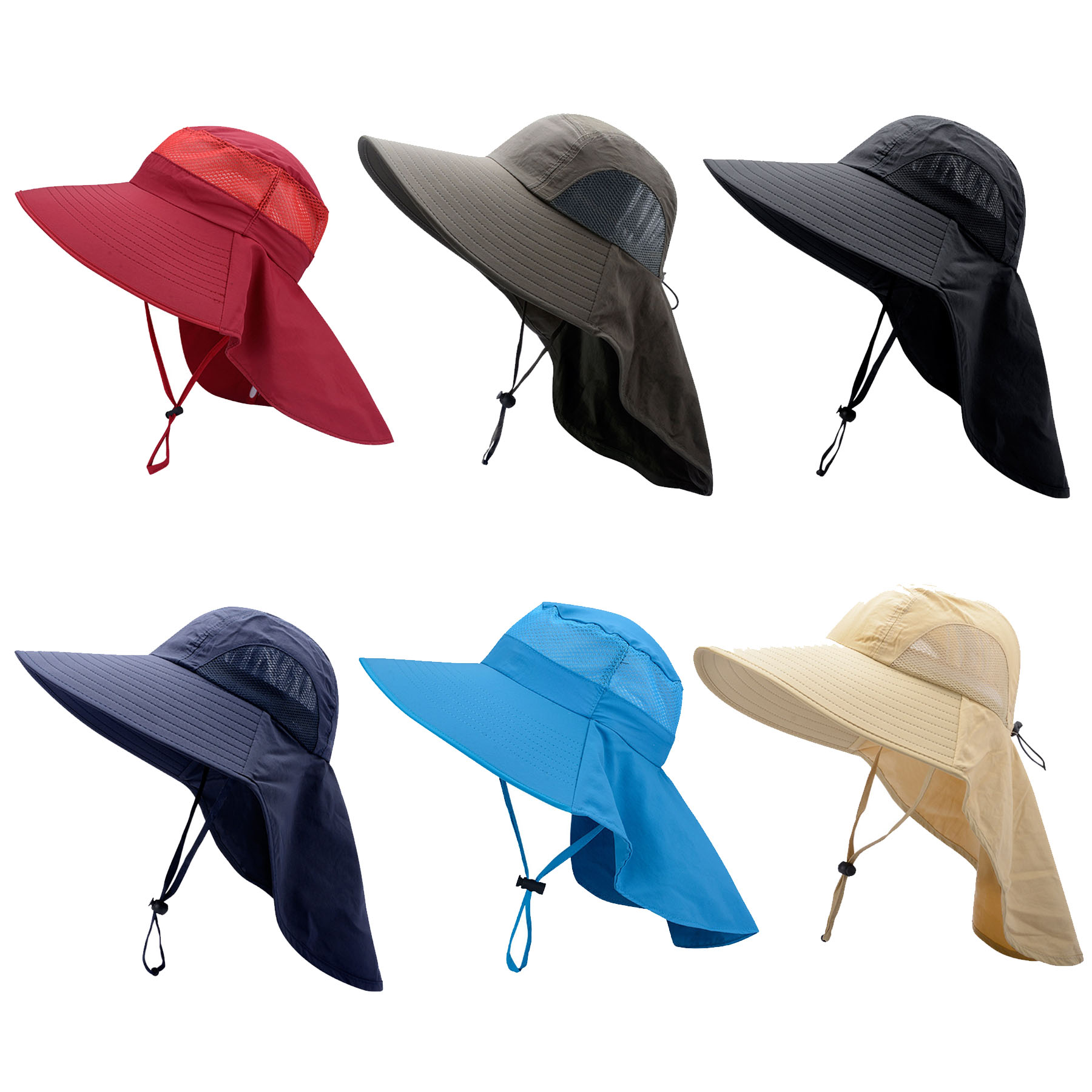 Mesh Breathable Fisherman Hat With Neck Flap And Wide Brim 3