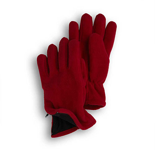 Maroon Fleece Zipper Gloves 2