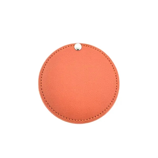 Portable Round Leather Makeup Mirror with Rotating 7