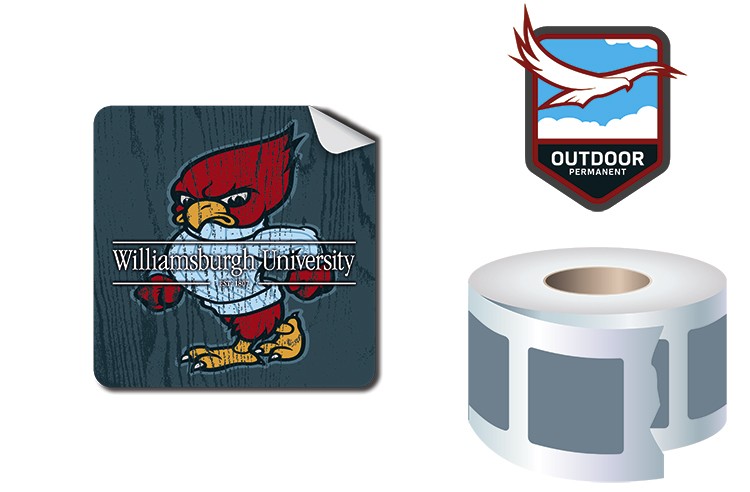 Roll Stickers / Decal - Outdoor Permanent - 2x2 Square Shape 2