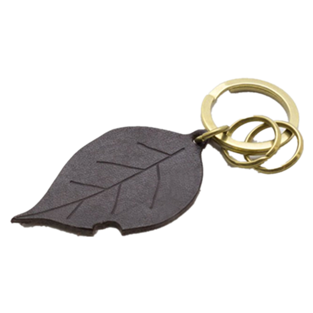 Leaf Shape Leather Key Ring Key Chain 4