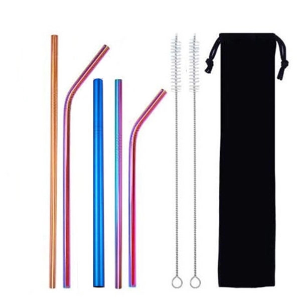 Stainless Straws 5 Pack Suit with Velvet Pouch 2
