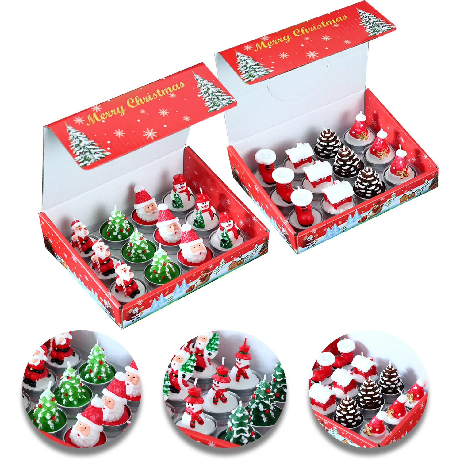 12 Pieces Christmas Taper Candles 6