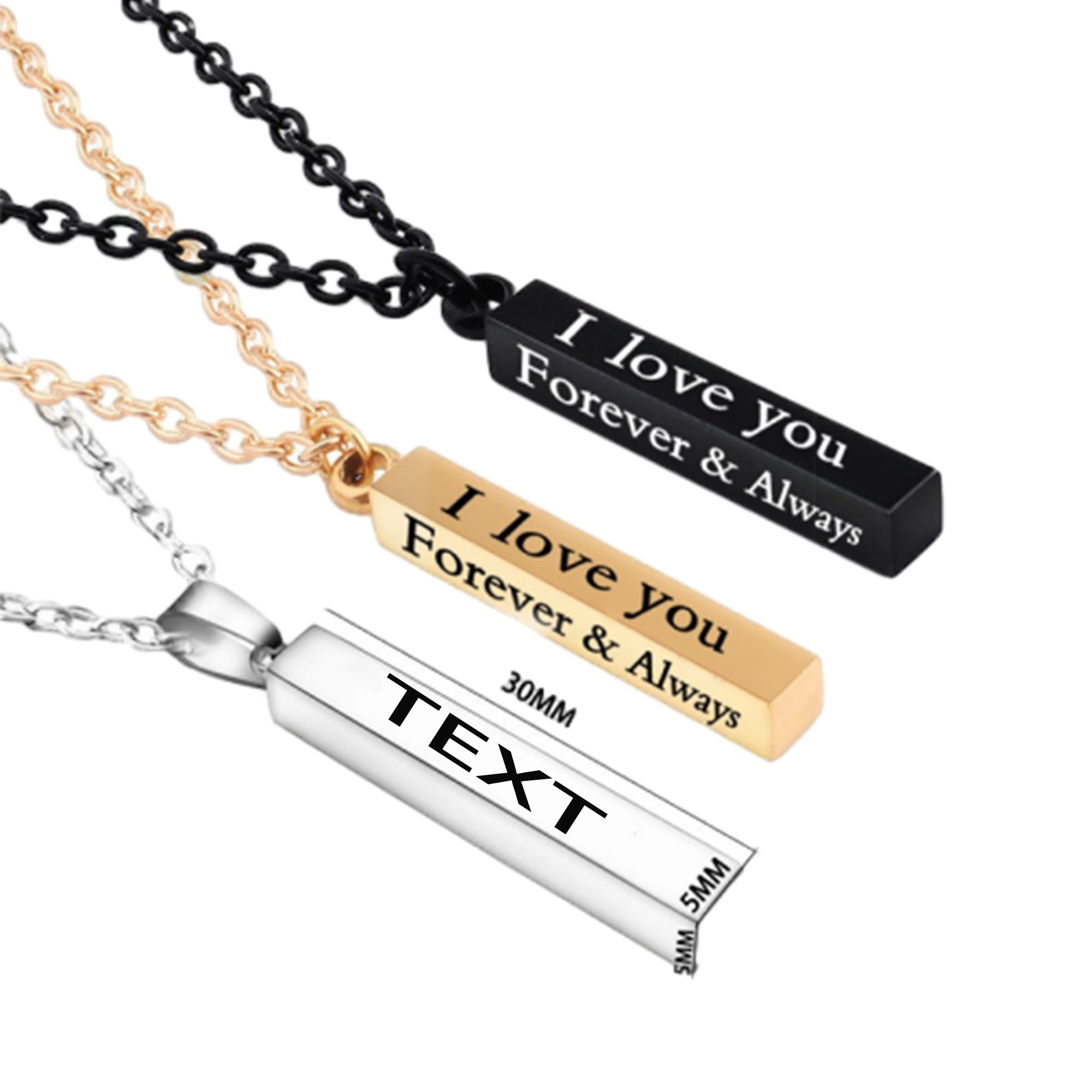 Valentine's Day Stainless Steel Engraved Necklace 1