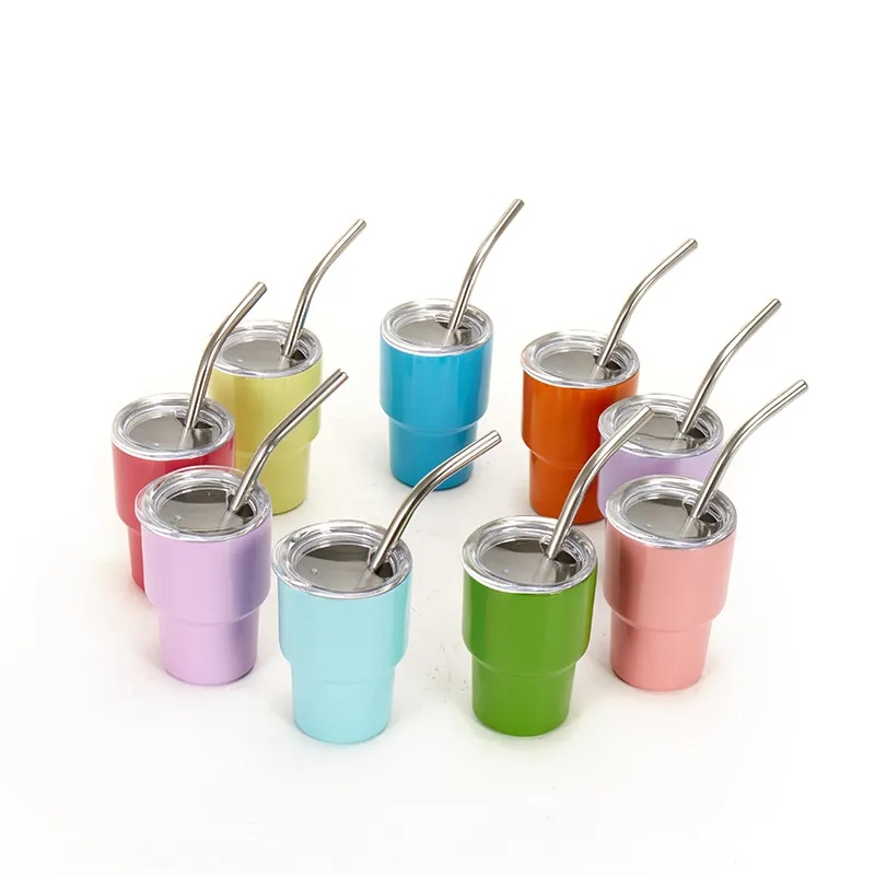 2 oz Mini Tumbler Stainless Wine cup With Straw 2