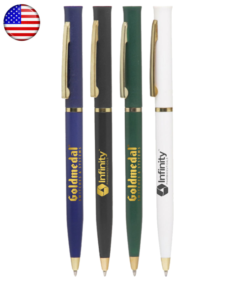 USA Made, "Deluxe" Twister Ballpoint Pen - Gold Ring 1