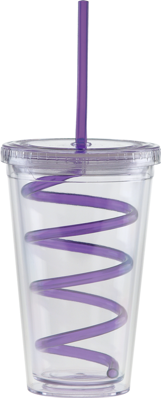 Carnival Cups-Color Curly Straw, Clear Lid 1