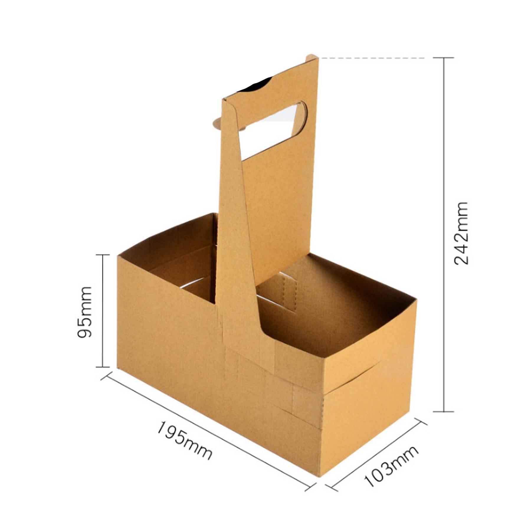 2/4/6 Kraft Paperboard Cup Holder Drink Carrier With Handle 1