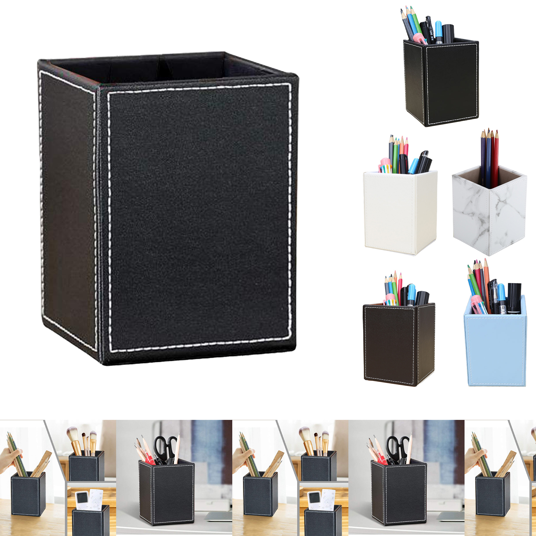 PU Leather Square Pen and Pencil Holder 2