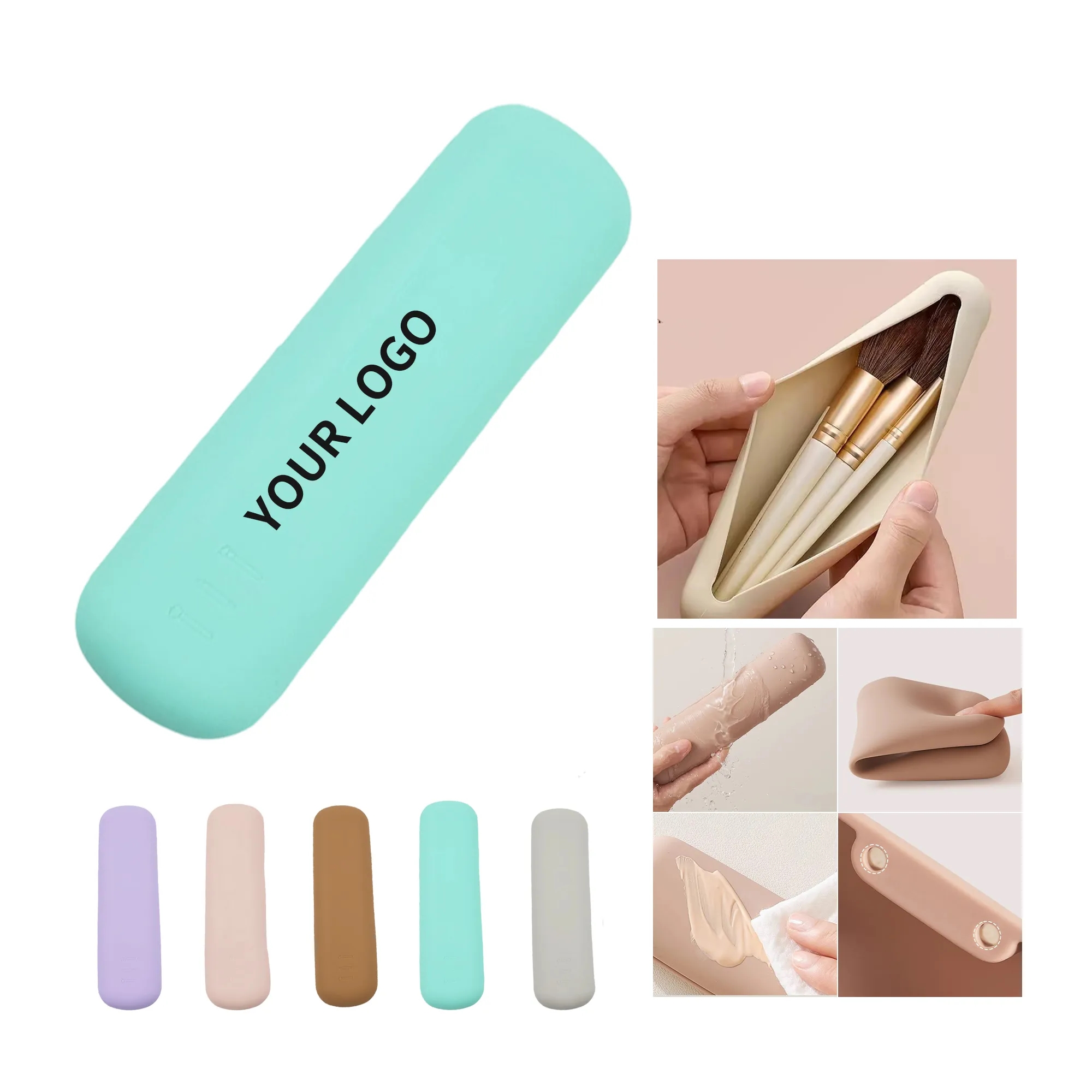 Silicone Makeup Brush Organizer with Magnetic Buckle 7