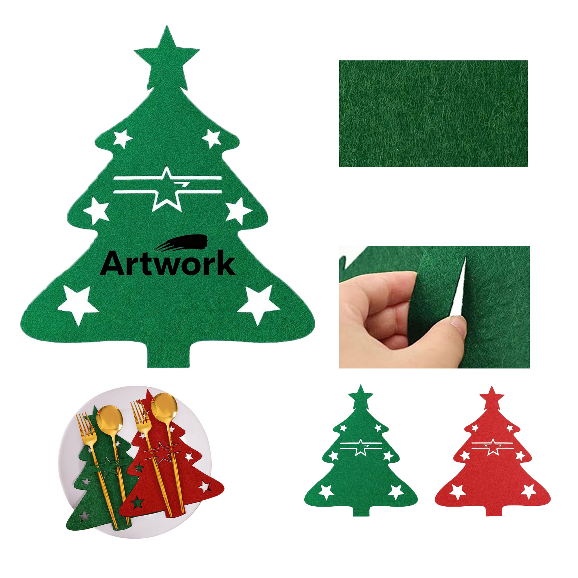 Christmas Felt Knife And Fork Cutlery Mat 2