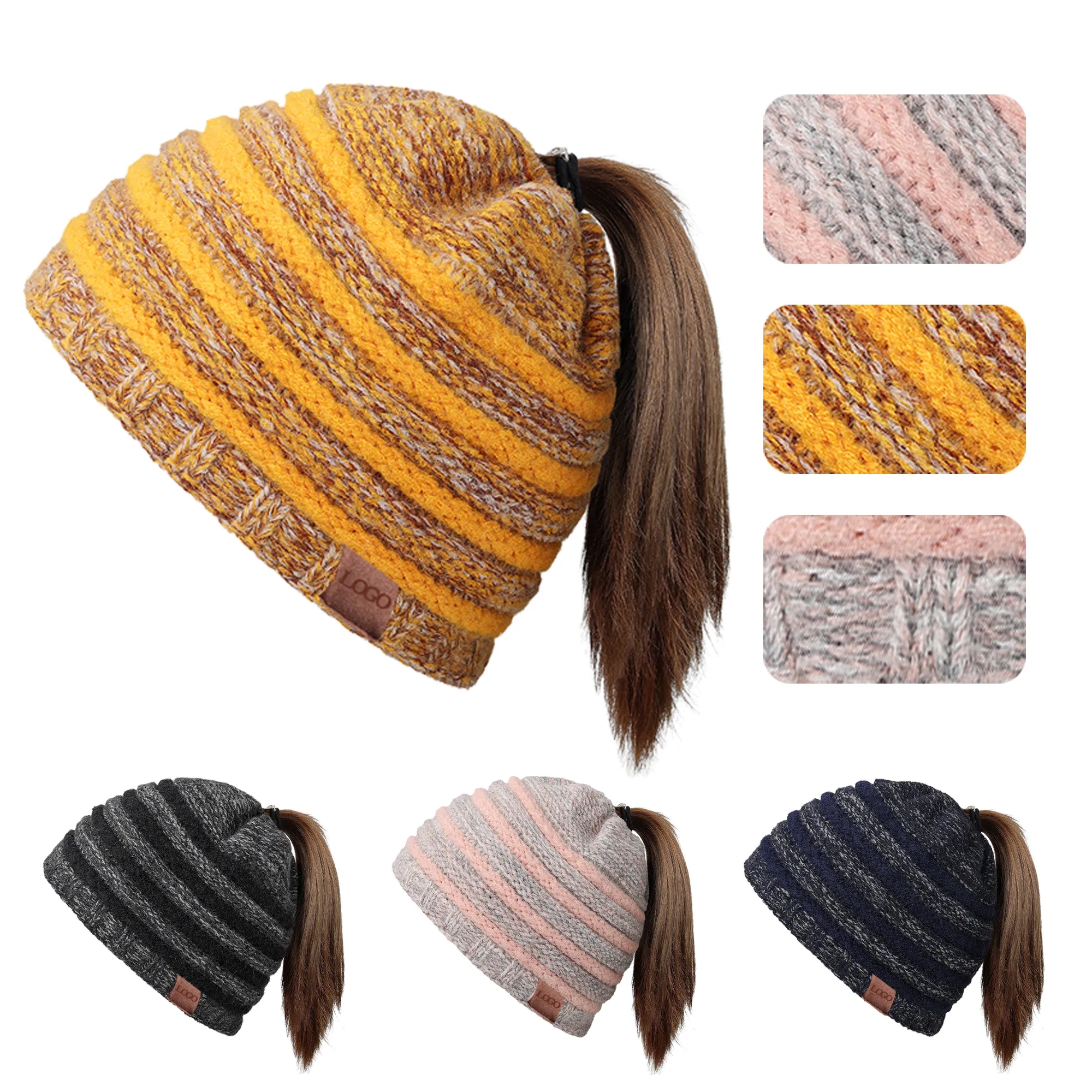 Women's Striped Empty Top Hat In Winter
