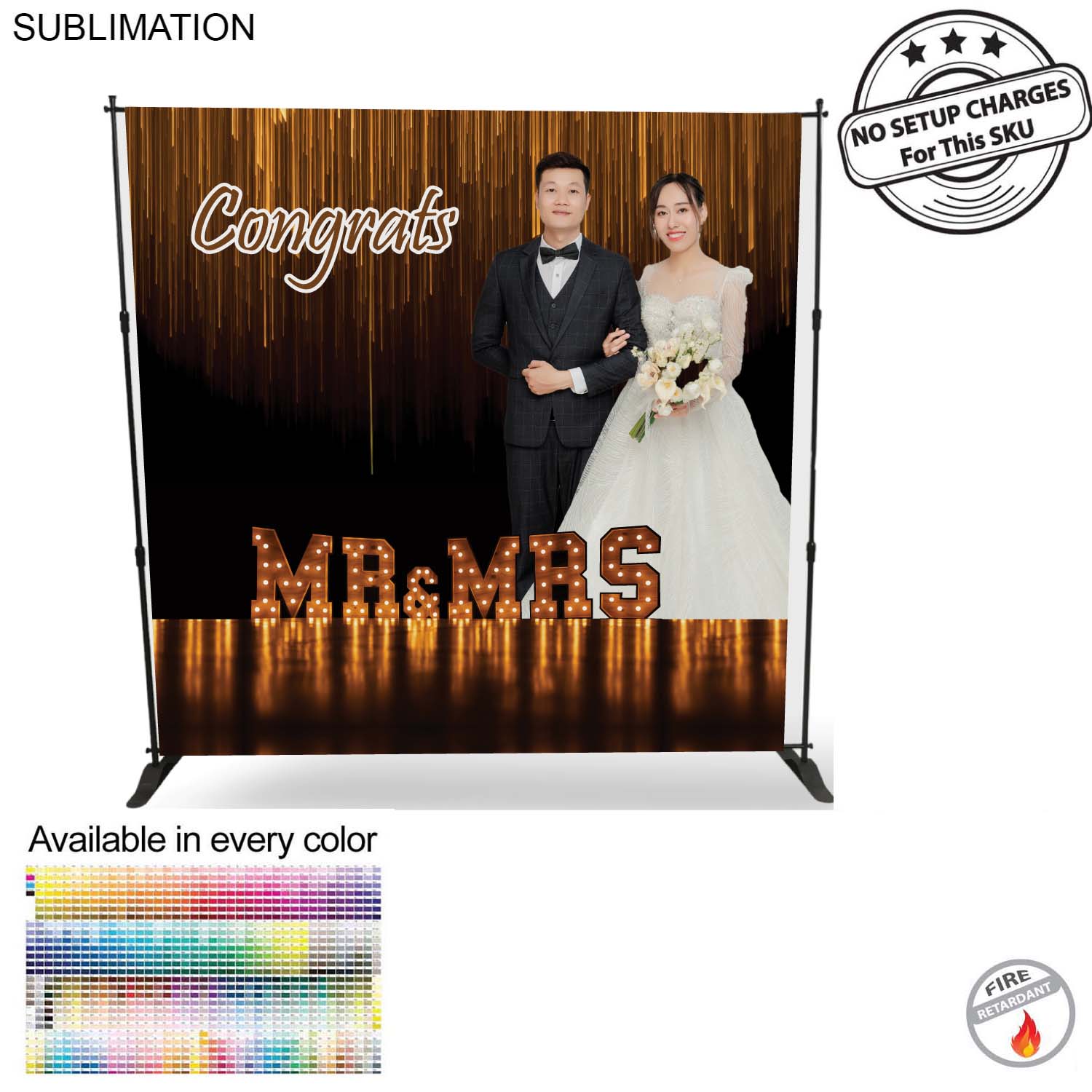 Wedding Photo 8' Backdrop, Media Wall, with Full Color Graphics, Photos, NO SETUP CHARGE 1