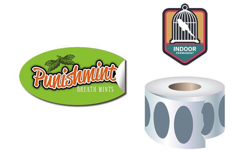 Roll Stickers / Decal - Indoor Permanent - 2x1 Oval Shape 2