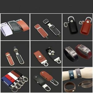 Leather Keychain with 16 GB USB Flash Drive 16