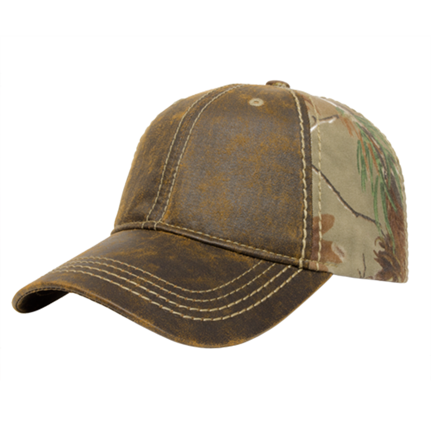 Faux Leathered Poly/Cotton Camo Cap