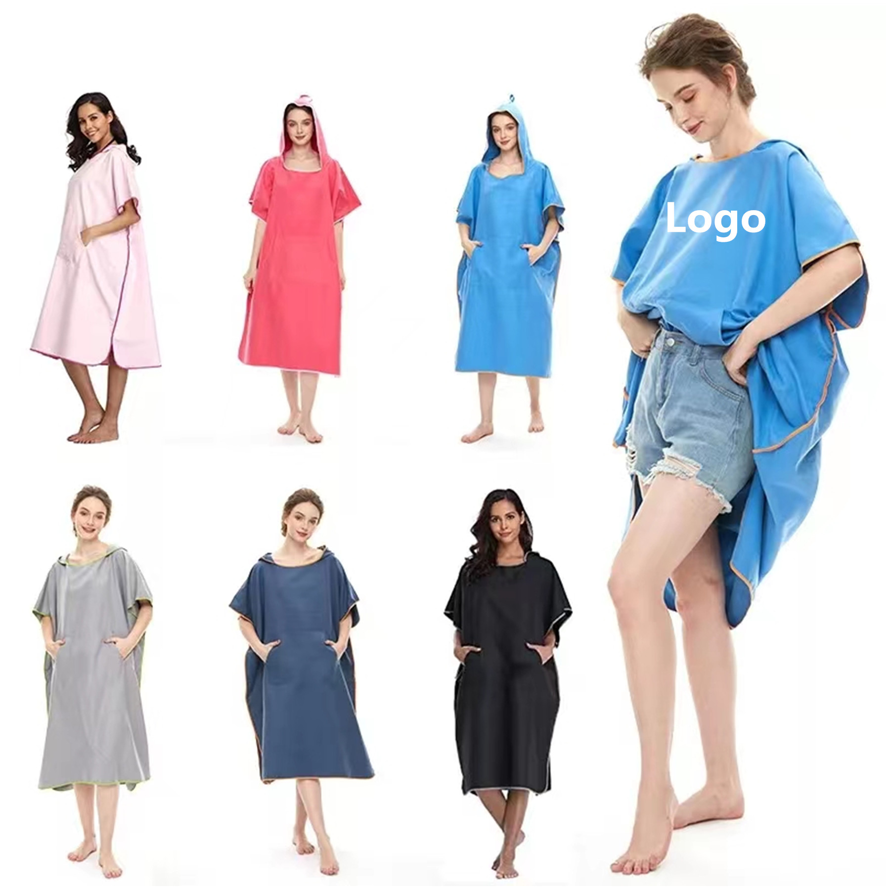 Wetsuit Changing Towel Bath Robe Poncho with Hood 2