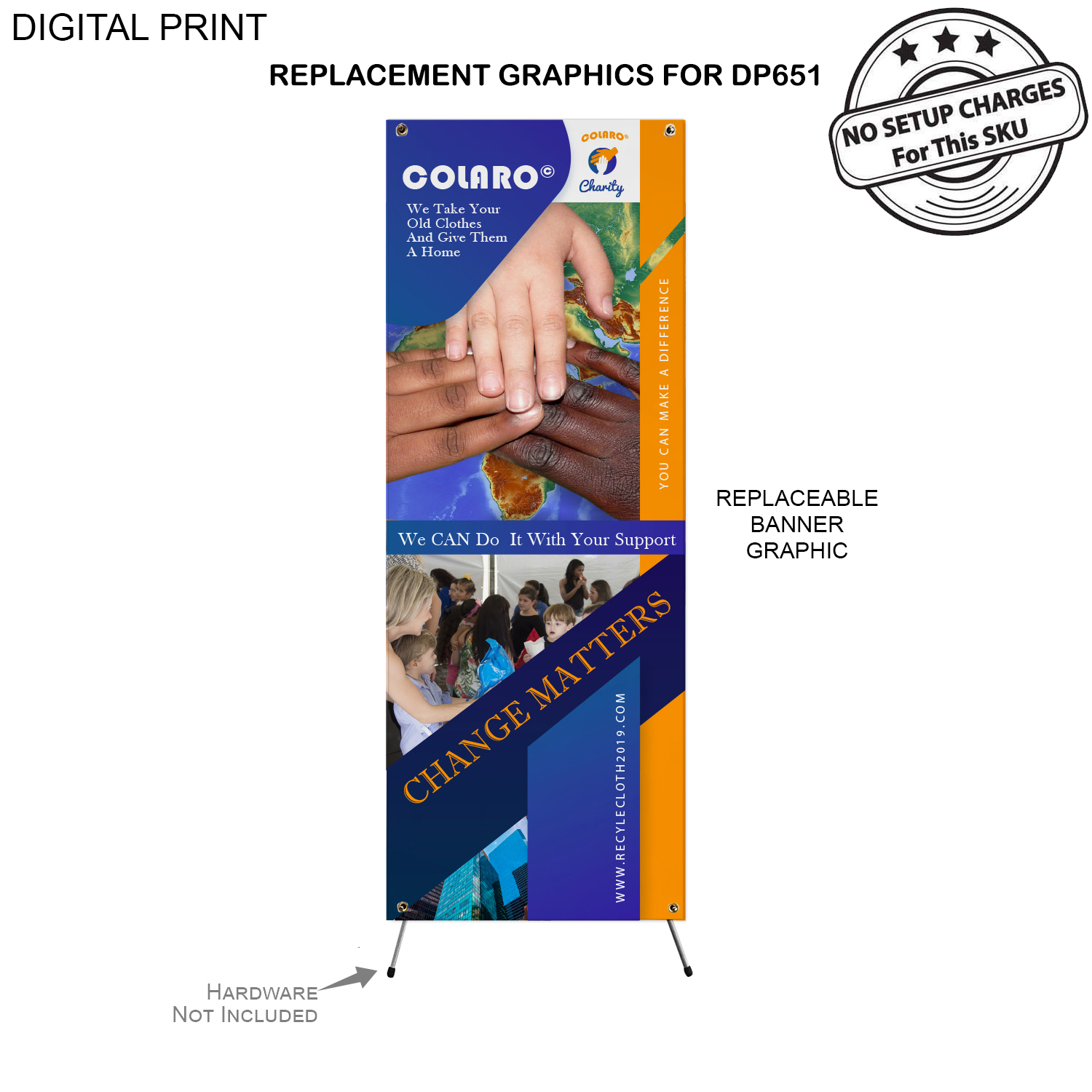 Replacement Graphics only, 23x64, for Tripod Banner DP651, Anti-Reflective, NO SETUP CHARGE