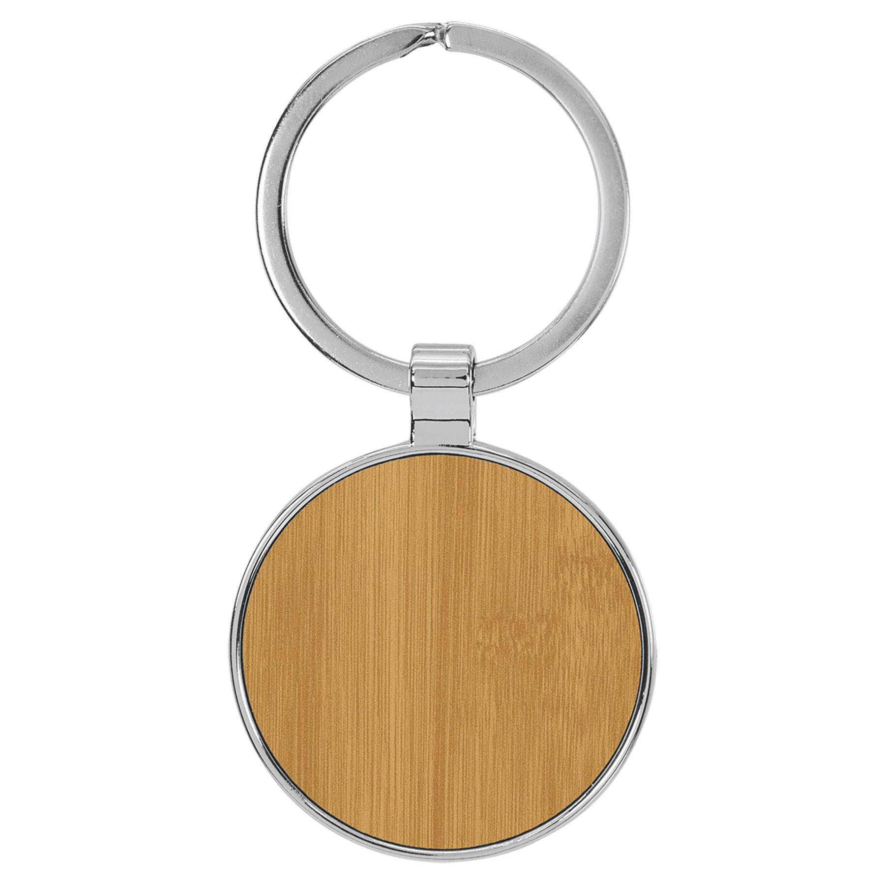 Bamboo Leatherette/Metal Round Keychain 2