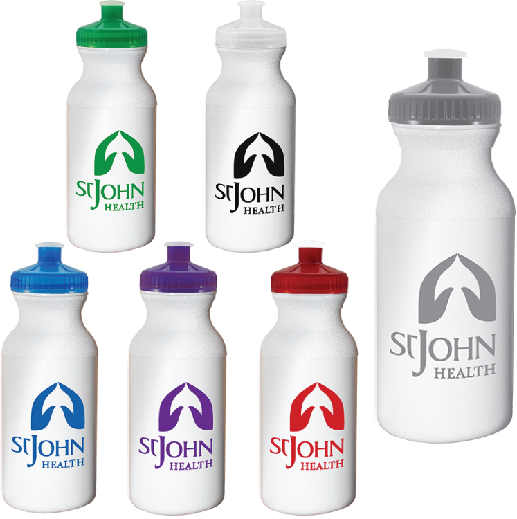 20 oz Plastic Water Bottle - Bike Bottle - USA Made - HDPE Plastic - Translucent Cap Colors 3