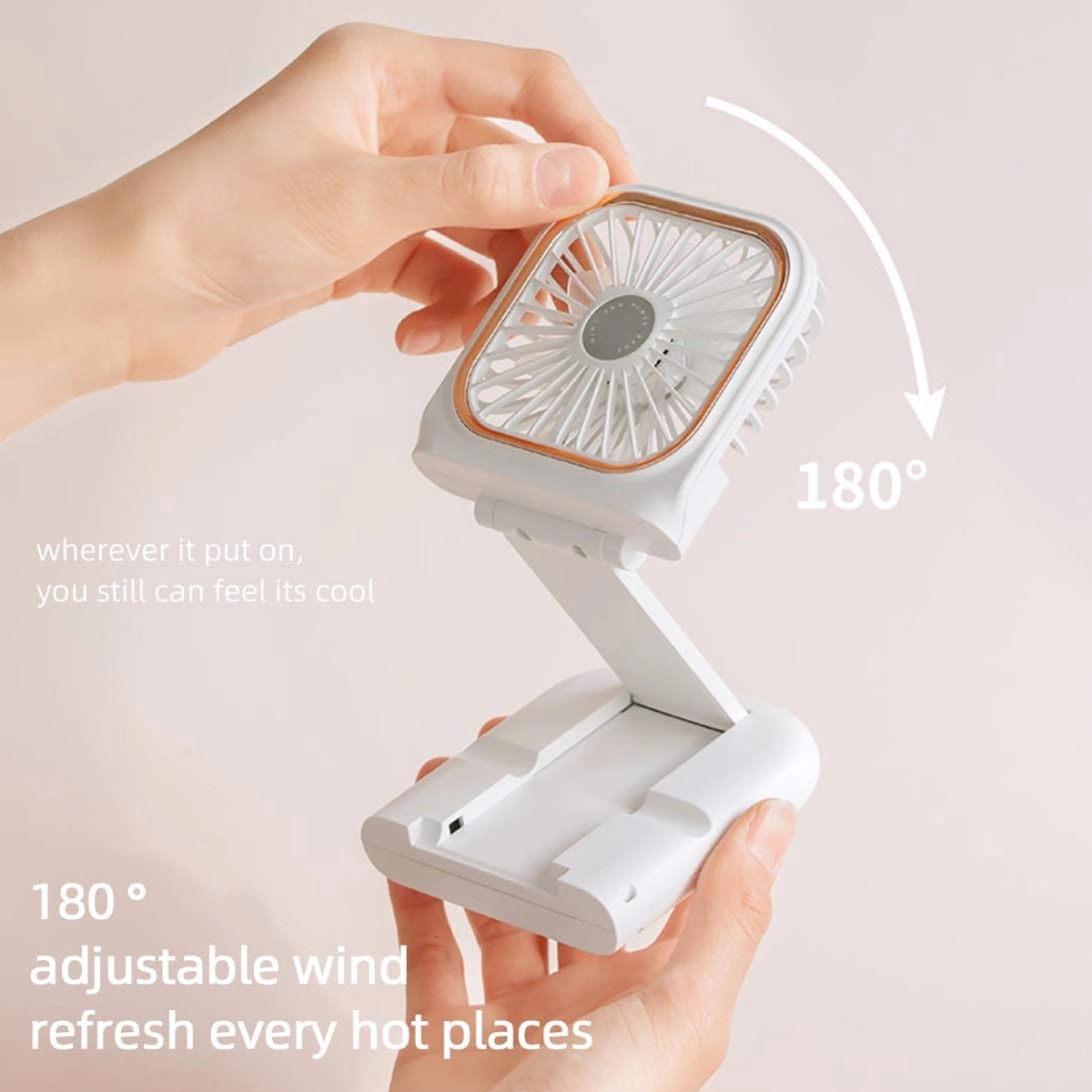 Mini Rechargeable Foldable Neck Hanging Fan with Power Bank 3
