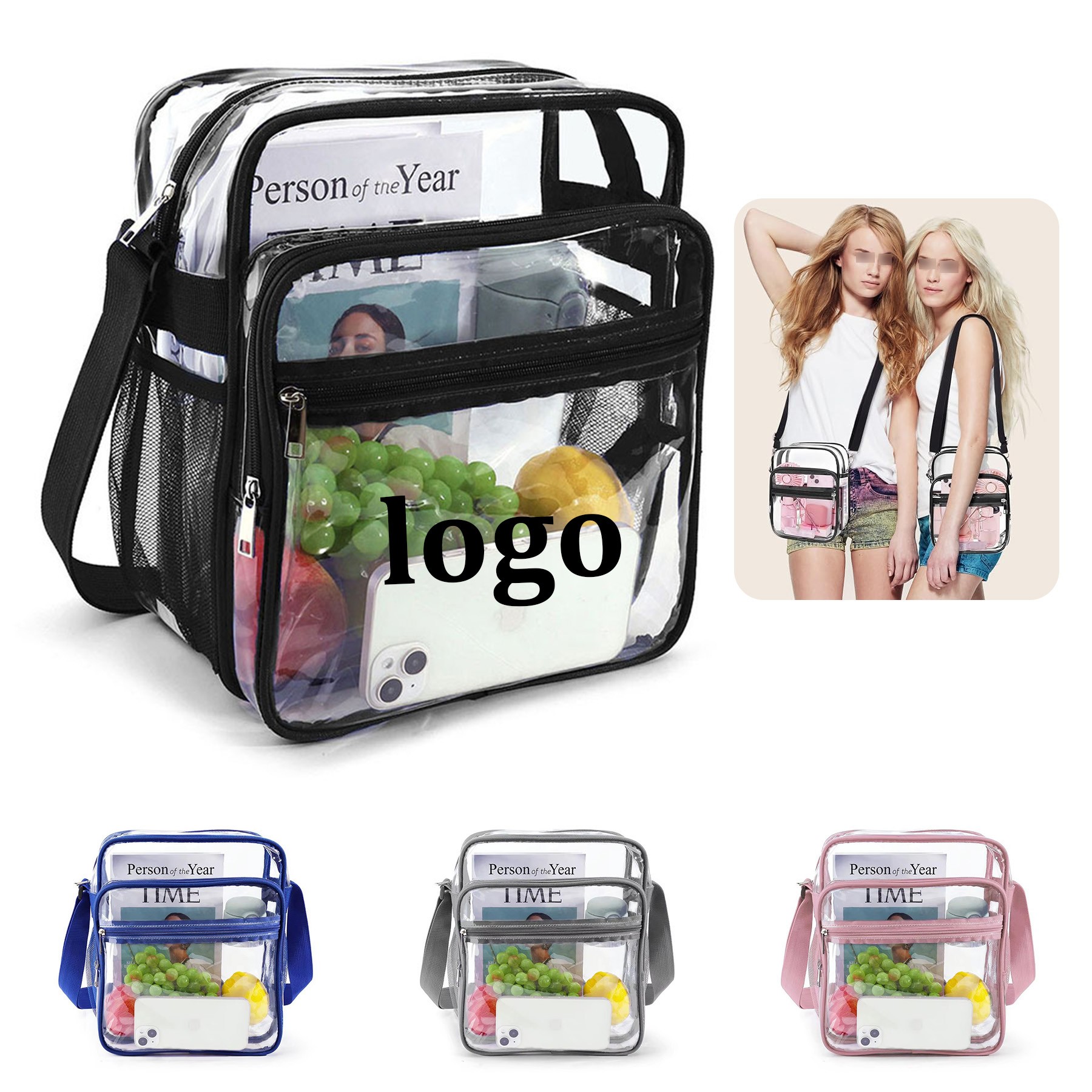 Clear Crossbody Bag with Adjustable Shoulder Strap