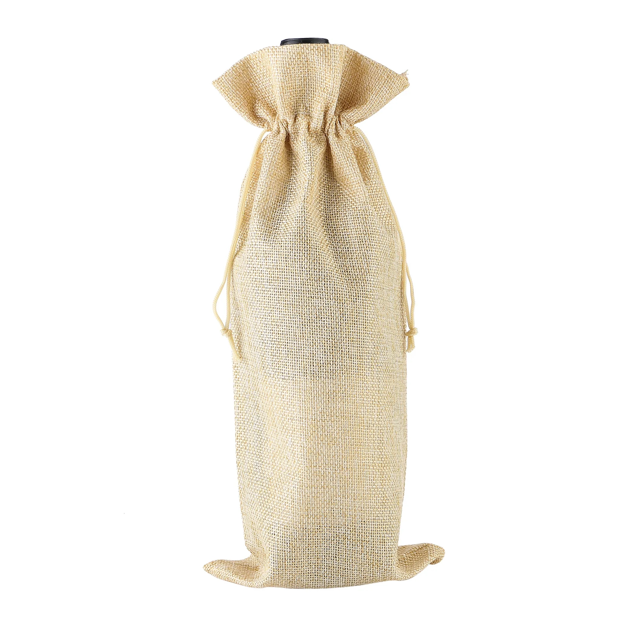 MOQ50 Burlap Drawstring Wine Bottle Gift Bags 2