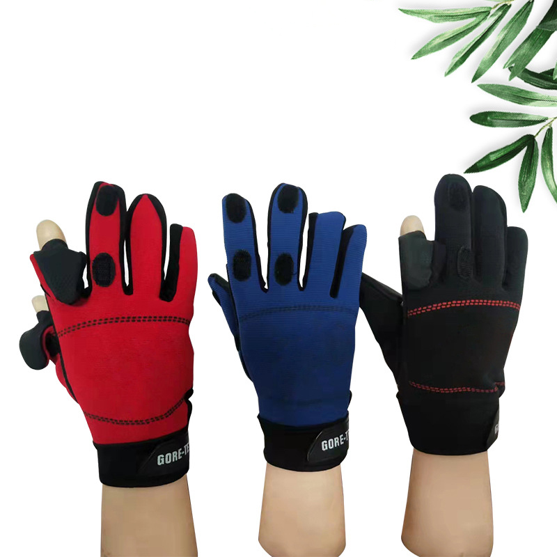 Non-slipping Silicone Convertible 3 Cut Fingers Fishing Gloves 9