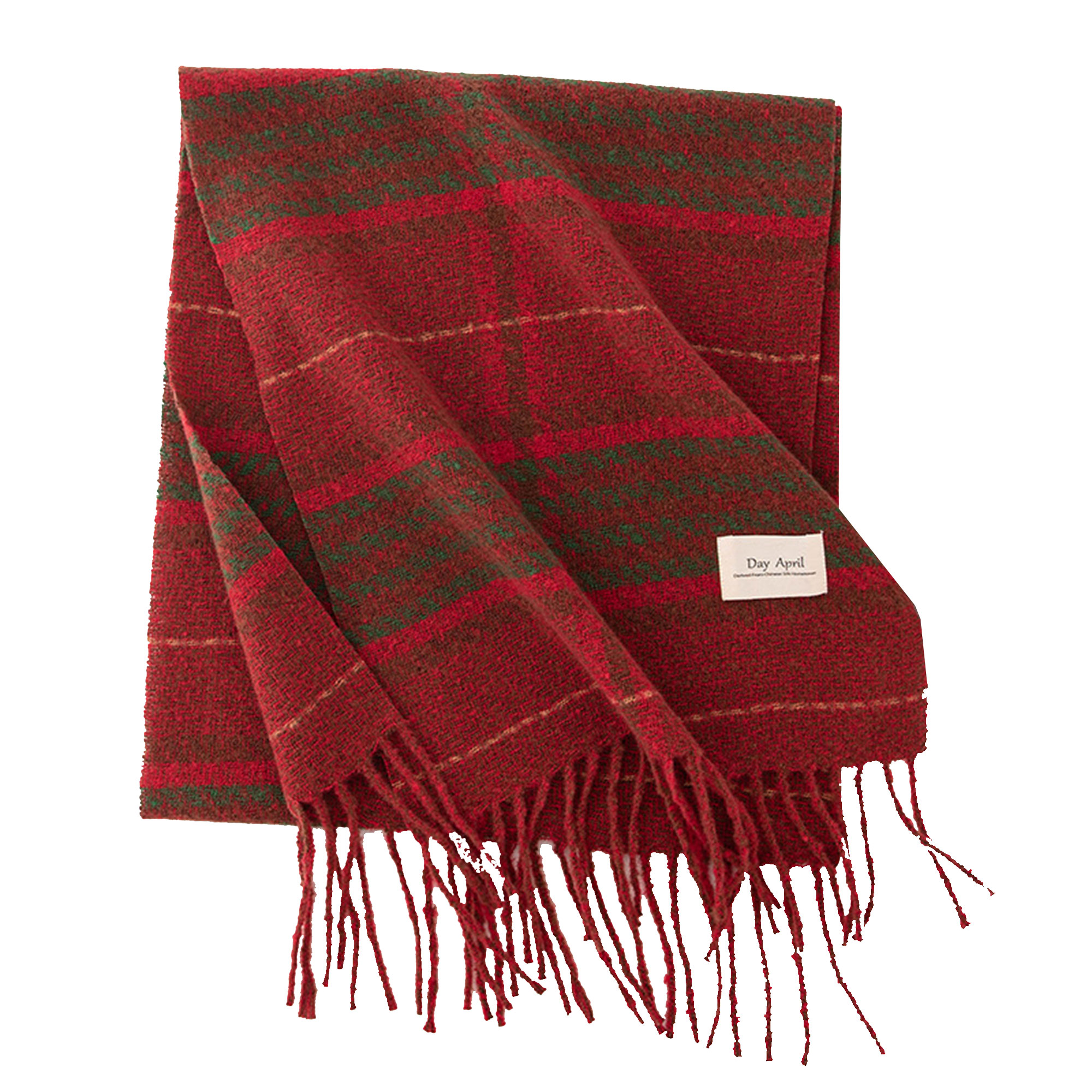 Christmas Plush Tassel Plaid Scarf Winter 5