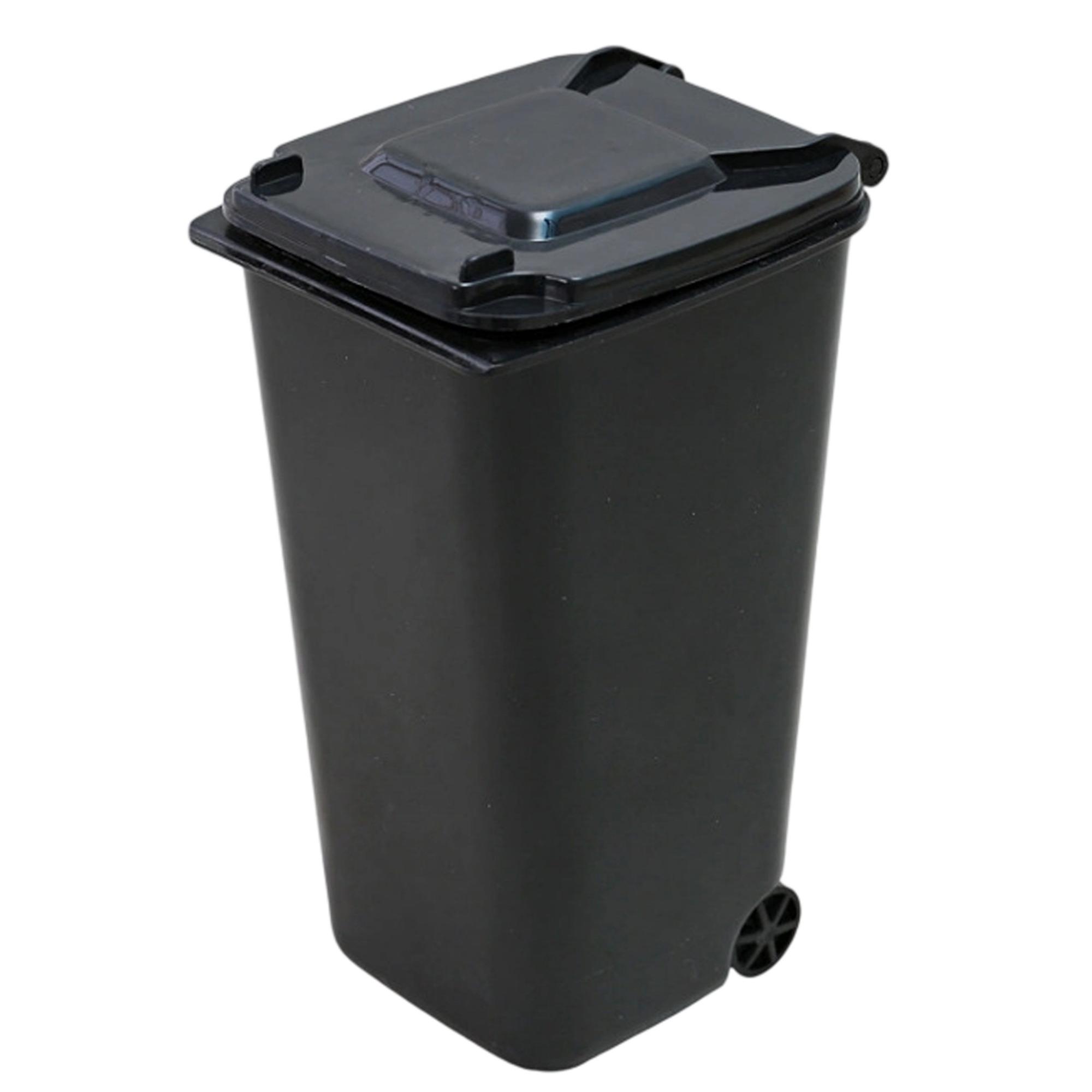 PP Plastic Mini Trash Bin Shaped Pen Holder With Lid 3