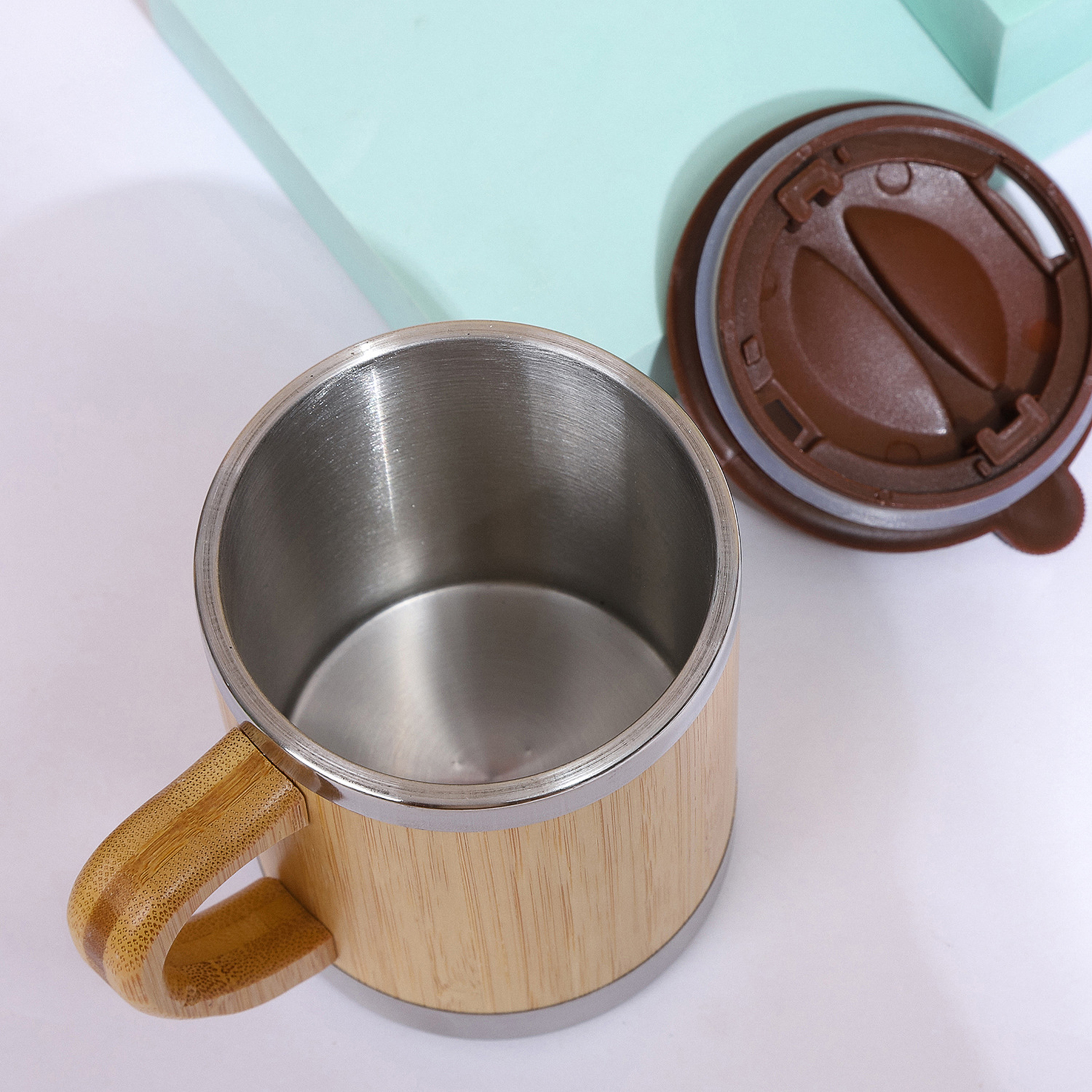 10 Oz. Steel Interior Bamboo Mug Cup 2