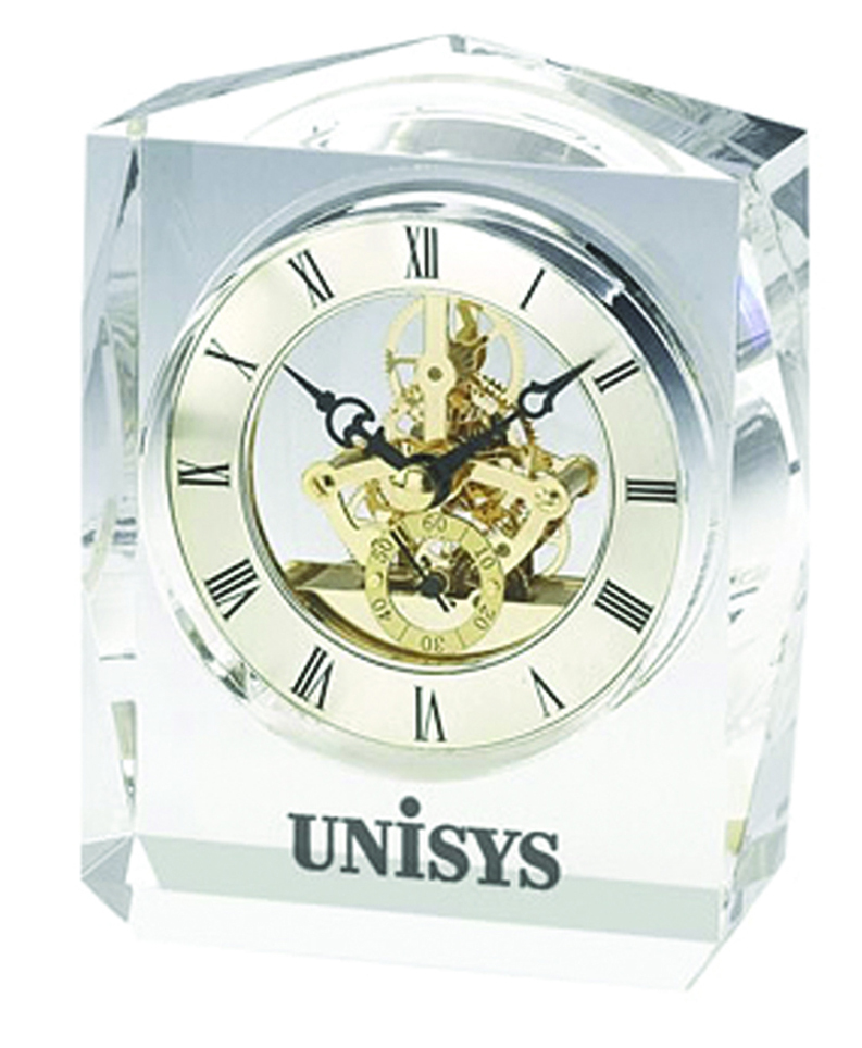 CRYSTAL TROPHY CLOCK WITH GOLD ACCENTS 1