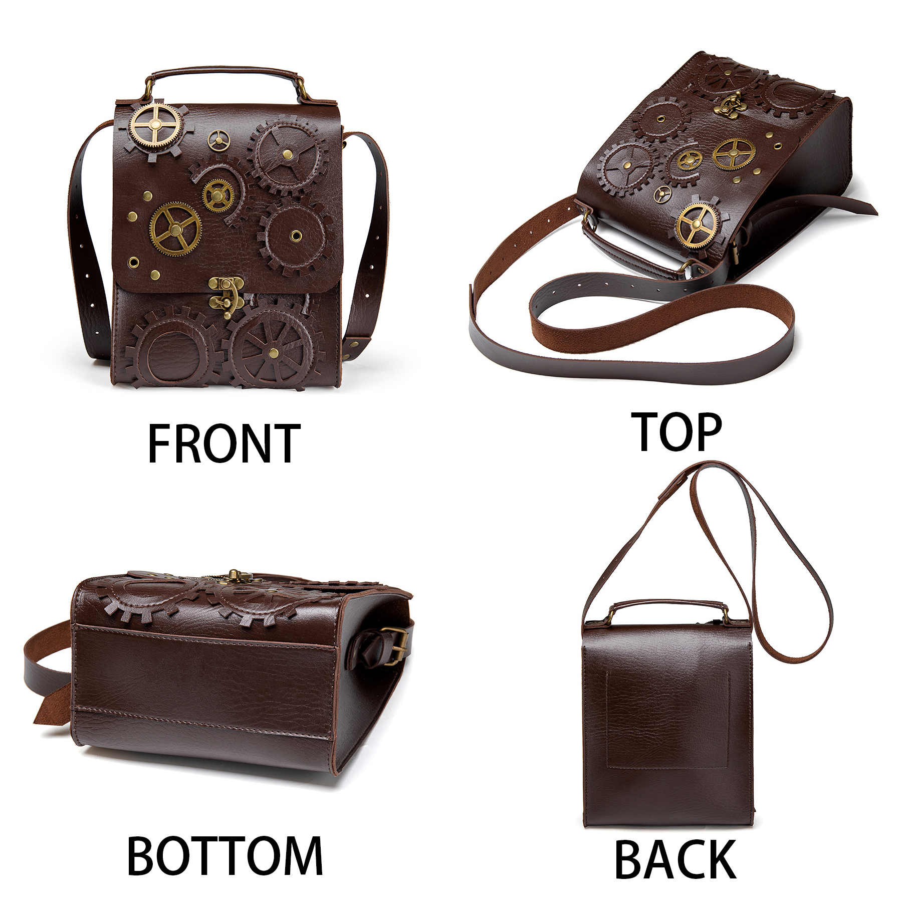 PU Steampunk women's cross-body bag 4