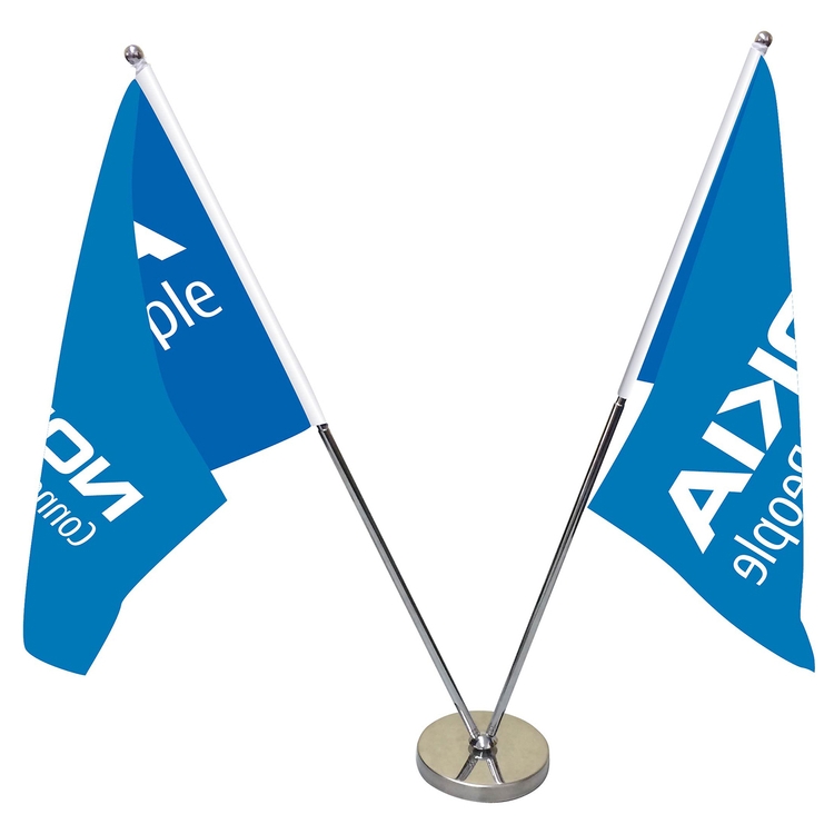 11-19.7" Metal Telescopic Flagpole with Two Double Sided Flags 5