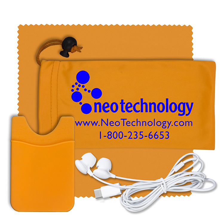 "Tuneboom Lux " Mobile Tech Earbud Kit with Microfiber Cloth, 3