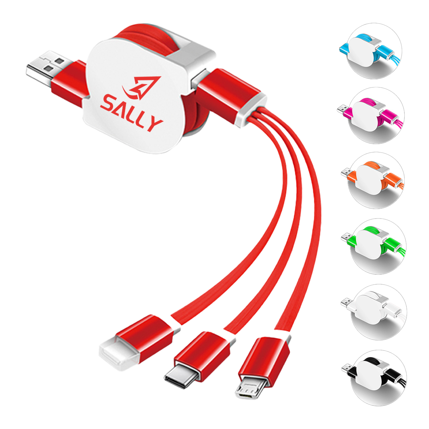 3-In-1 Lanyard Cell Phone Charging Cable W/Type-C Adapter 2