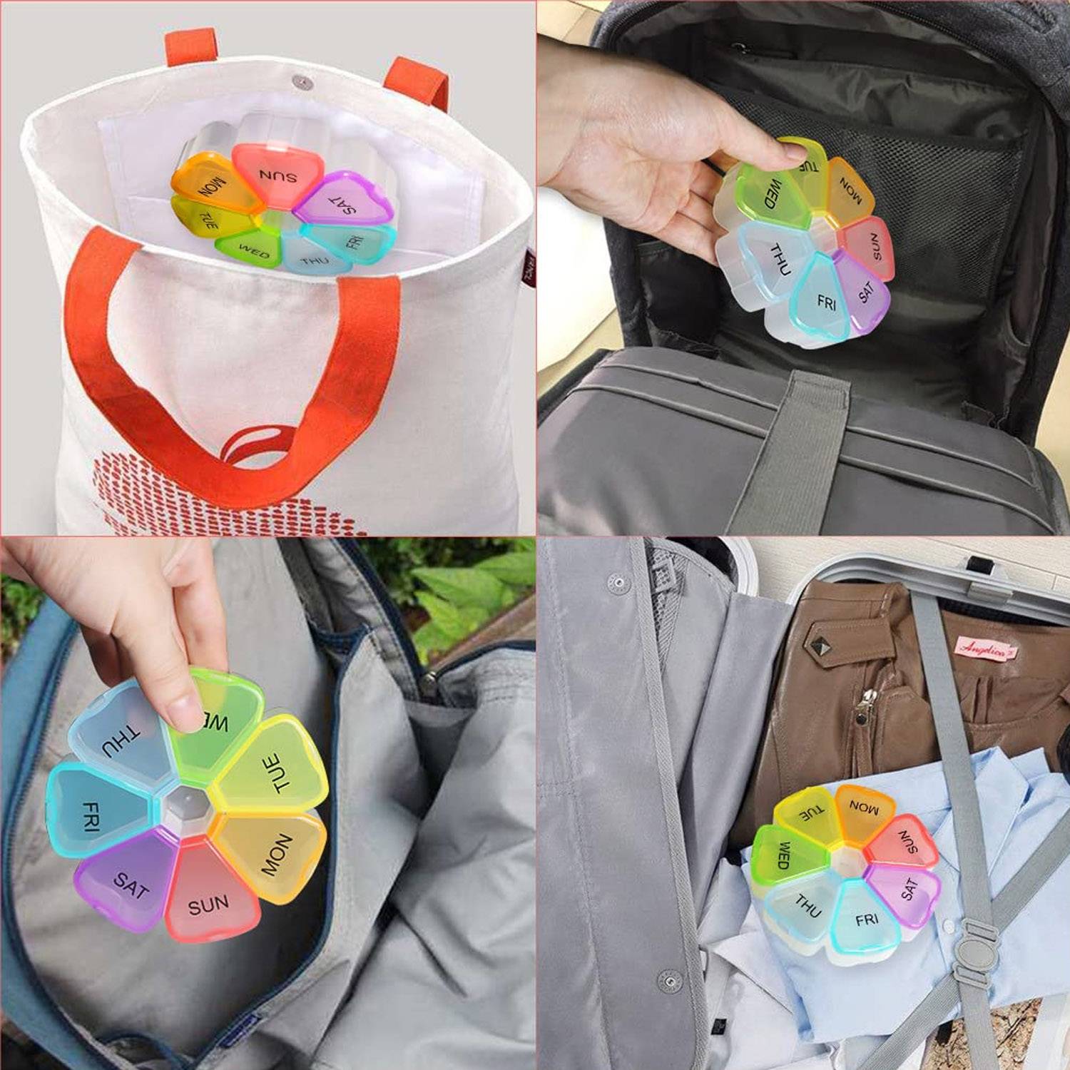 Cute Household Portable Rainbow Petal Pill Box 4